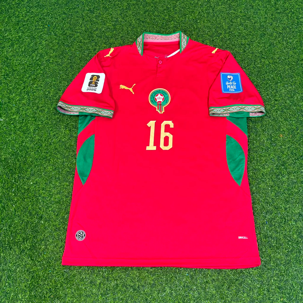Gessime Yassine Morocco 2026 World Cup Home Red Football Jersey – Front View