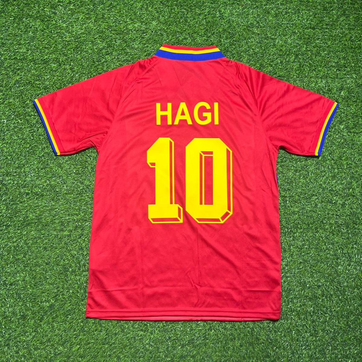 1994 Romania World Cup Gheorghe Hagi #10 Red Retro Football Jersey – Back View