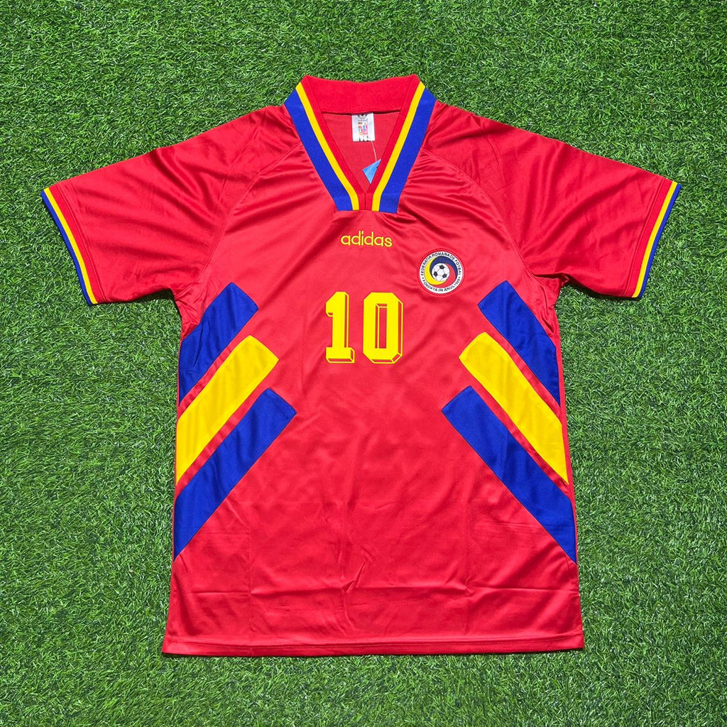 1994 Romania World Cup Gheorghe Hagi #10 Red Retro Football Jersey – 4