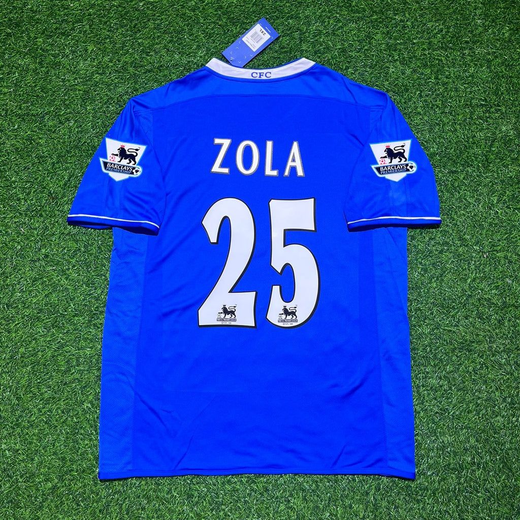 2003 Gianfranco Zola Chelsea 2005 Season Home Navy Blue Retro Football Jersey – Back View
