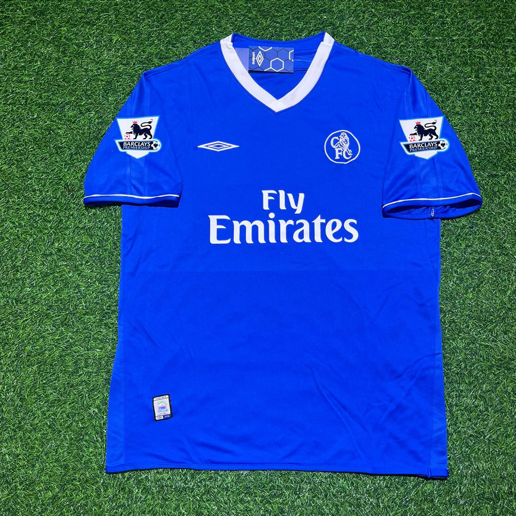 2003 Gianfranco Zola Chelsea 2005 Season Home Navy Blue Retro Football Jersey – Front View