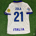 Italy EURO 1996 White Retro Jersey – Gianfranco Zola # 21 – Back View