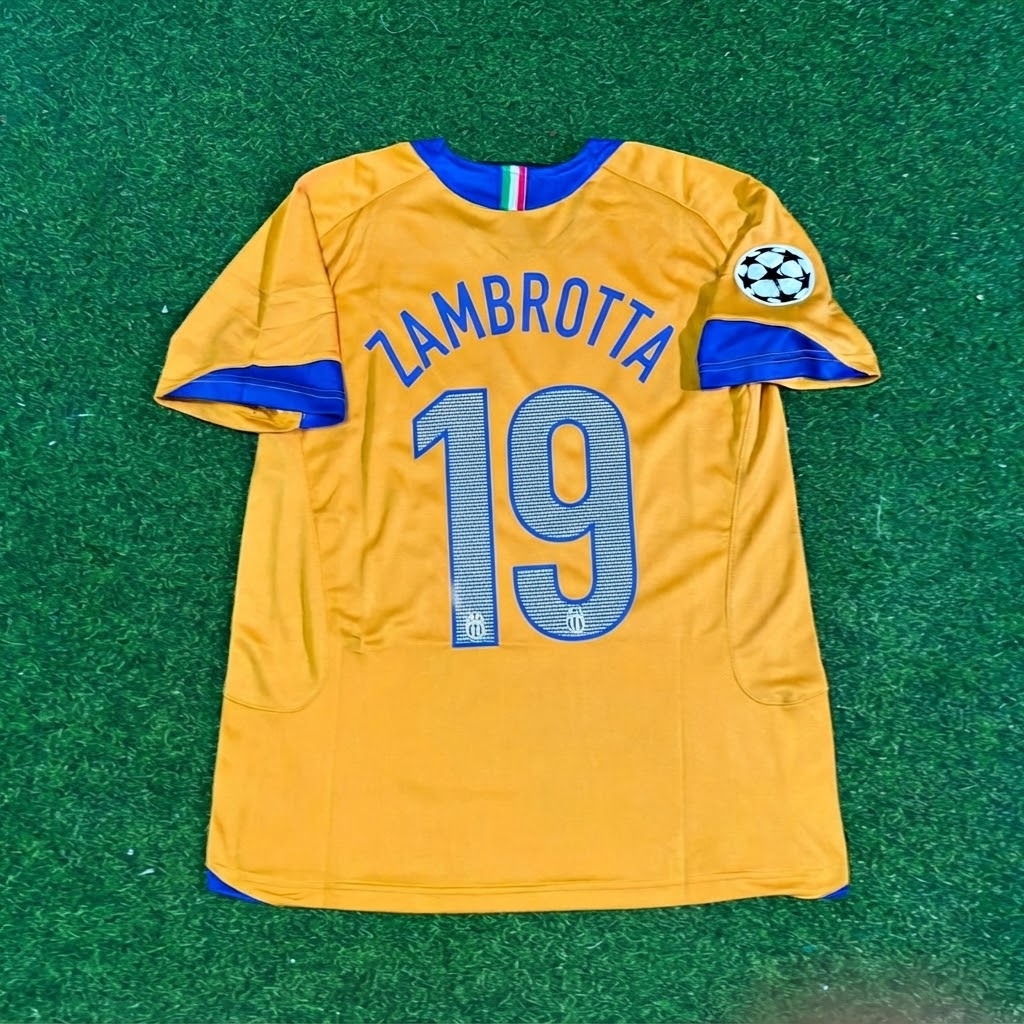 Gianluca Zambrotta #19 Juventus 2005-2006 Yellow Third Retro Football Jersey – Back View