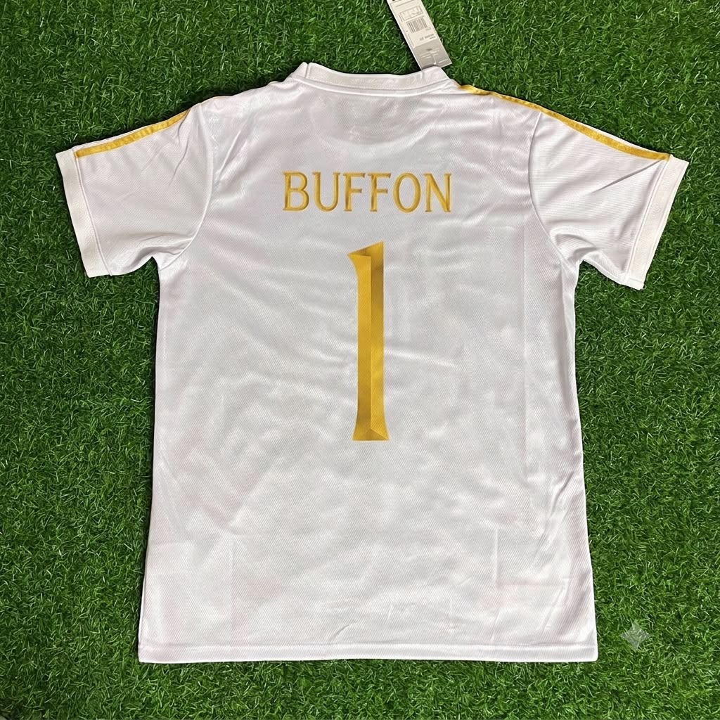 Gianluigi Buffon - Italy White Anniversary Football Jersey – Back View