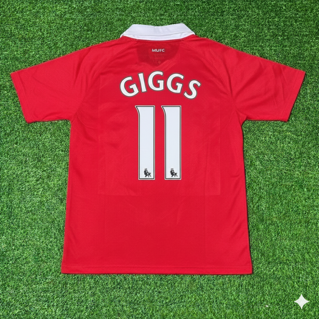 2010/11 Ryan Giggs Manchester United Retro Home Football Jersey – Back View