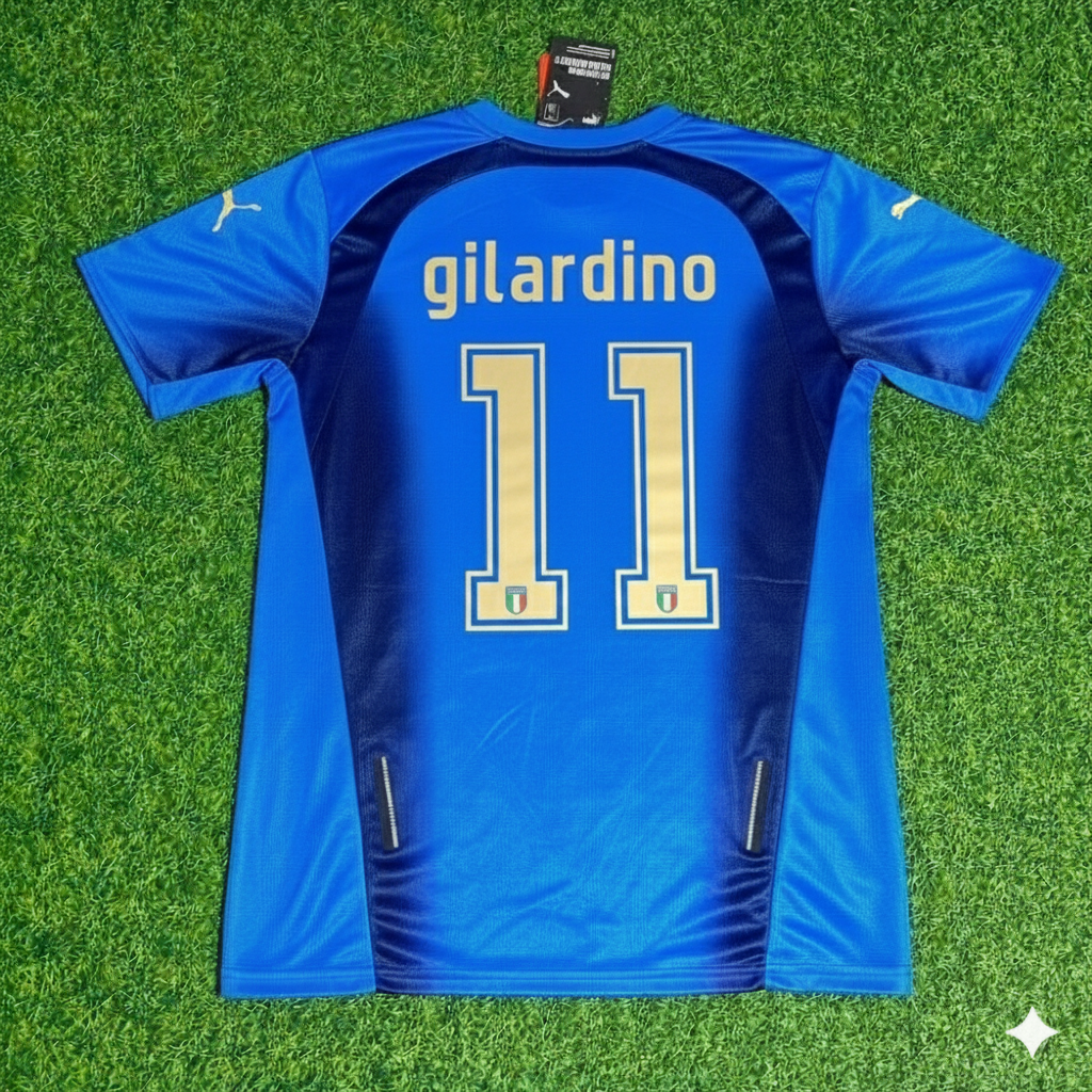 Italy 2006 World Cup Final Retro Jersey – Alberto Gilardino 11 - – Back View