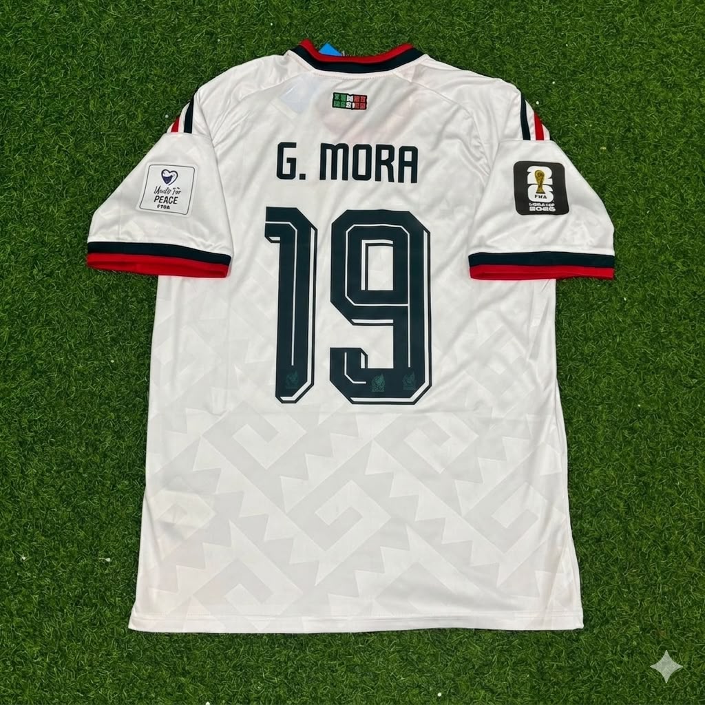 2026 Mexico World Cup Gilberto Mora Home White Football Jersey – Back View