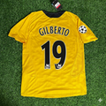 Gilberto Silva 19 - Arsenal 2005/06 Yellow Retro Kit Jersey – Back View