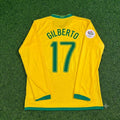 2006 Brazil World Cup Gilberto Silva #17 Long Sleeve Football Jersey – Back View