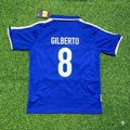 Brazil Blue Retro Football Jersey – Gilberto Silva – Back View