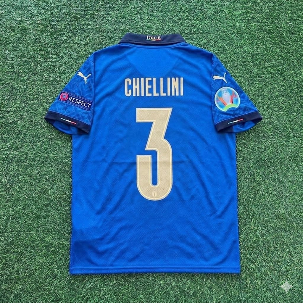 Italy EURO 2020 Final Retro Soccer Jersey – | | – Giorgio Chiellini #3 – Back View