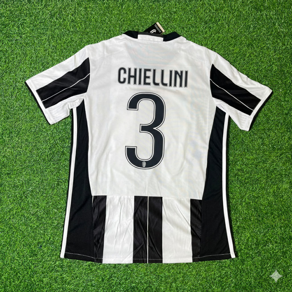 Juventus 2016/17 Home Retro Football Jersey – Giorgio Chiellini – Back View