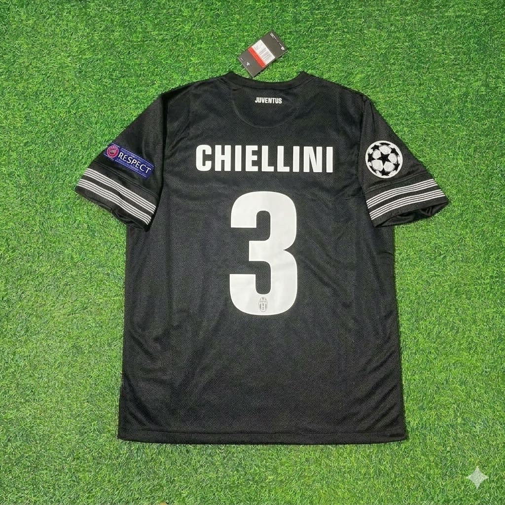 2012 Giorgio Chiellini 3- Juventus Home 2013 Season Retro Football Jersey – Back View