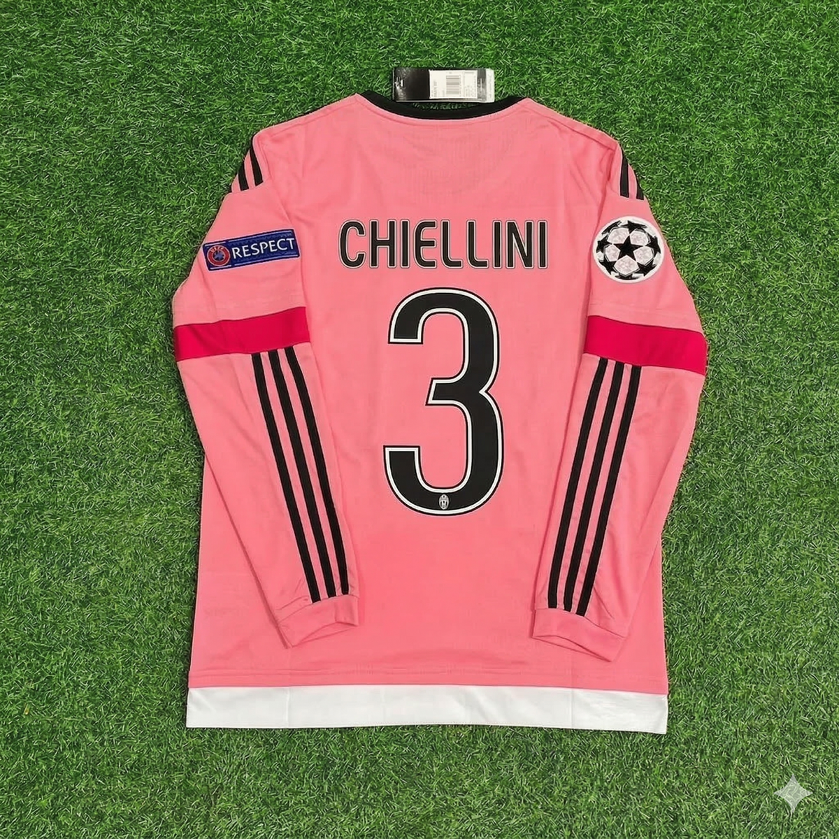 Juventus Pink Retro 2015-2016 Pink Jersey – Giorgio Chiellini – Back View