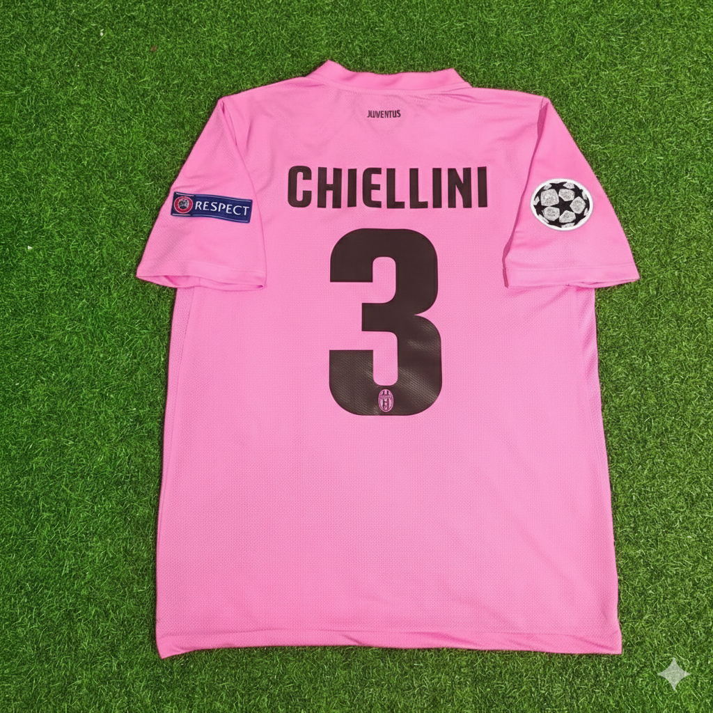 2012 Giorgio Chiellini Juventus Pink 2013 Season Retro Football Jersey – Back View