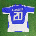 Giorgos Karagounis Greece EURO 2004 Final Blue Retro Home Kit Jersey – Back View