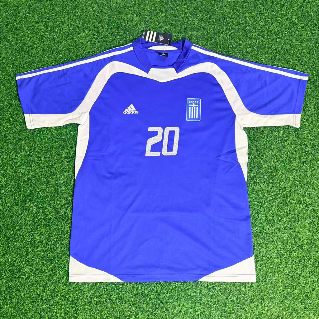 Giorgos Karagounis Greece EURO 2004 Final Blue Retro Home Kit Jersey – Front View