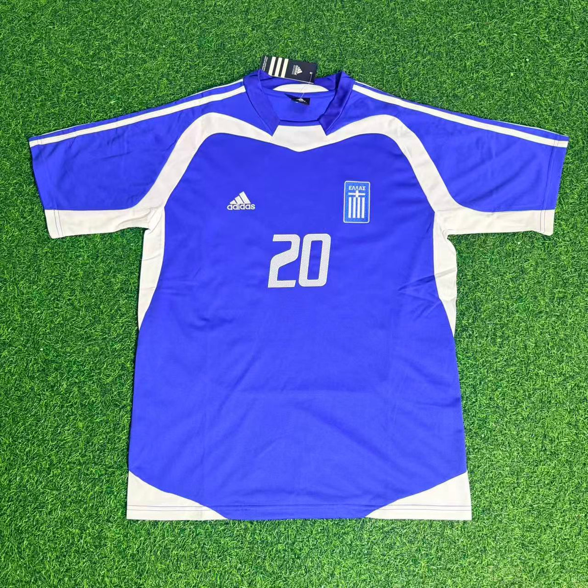 Giorgos Karagounis Greece EURO 2004 Final Blue Retro Home Kit Jersey – Front View