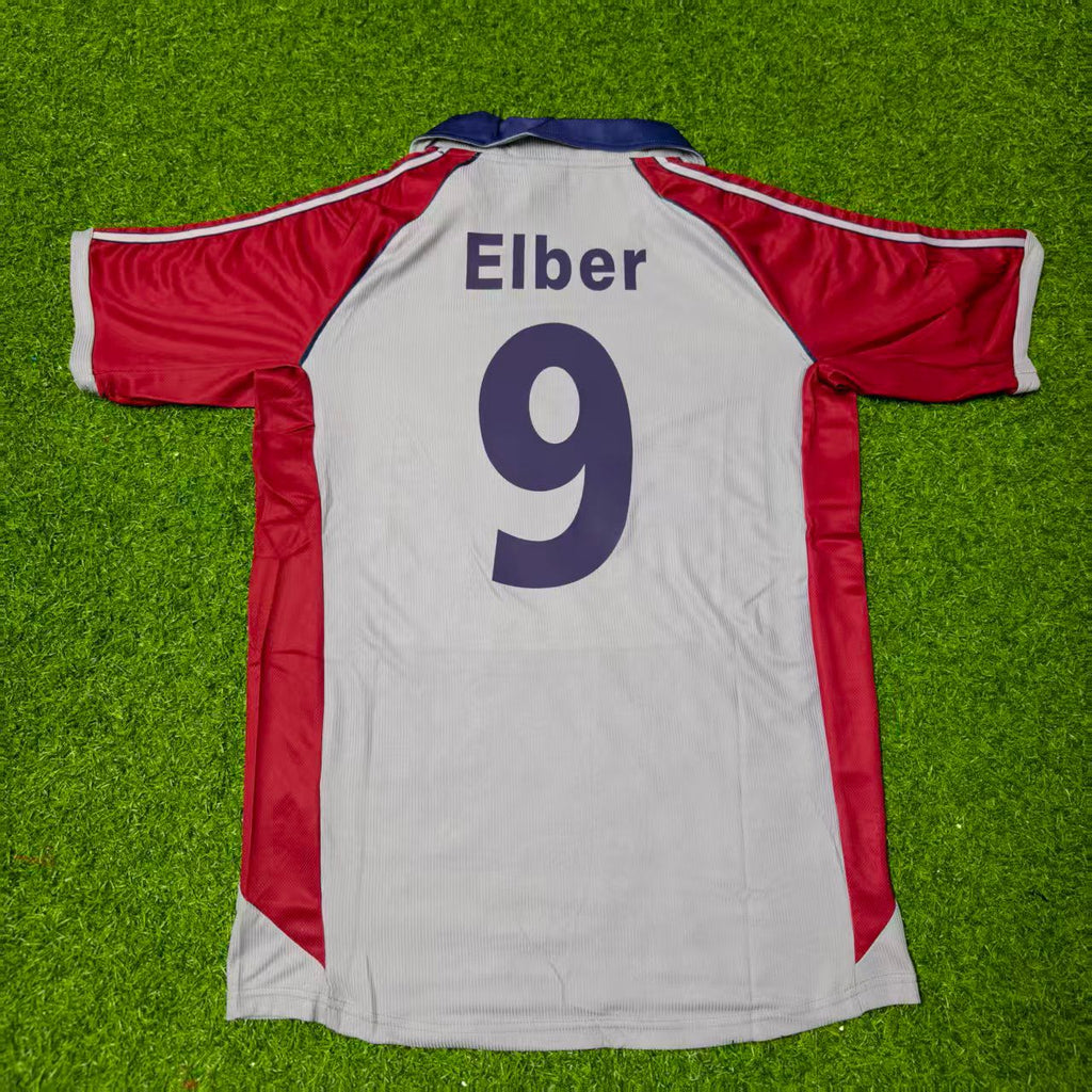 1998/99 Giovane Elber Bayern Munchen Auswarts Retro Fussballtrikot Grau Jersey – Back View
