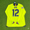 2005/06 Giovanni van Bronckhorst Barcelona Yellow Green Retro Long Sleeve Football Jersey – Back View