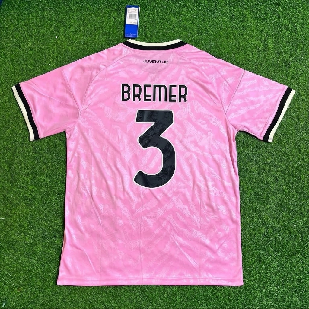 Gleison Bremer #3 Juventus 2026/2027 New Season Away Pink Football Jersey – Back View