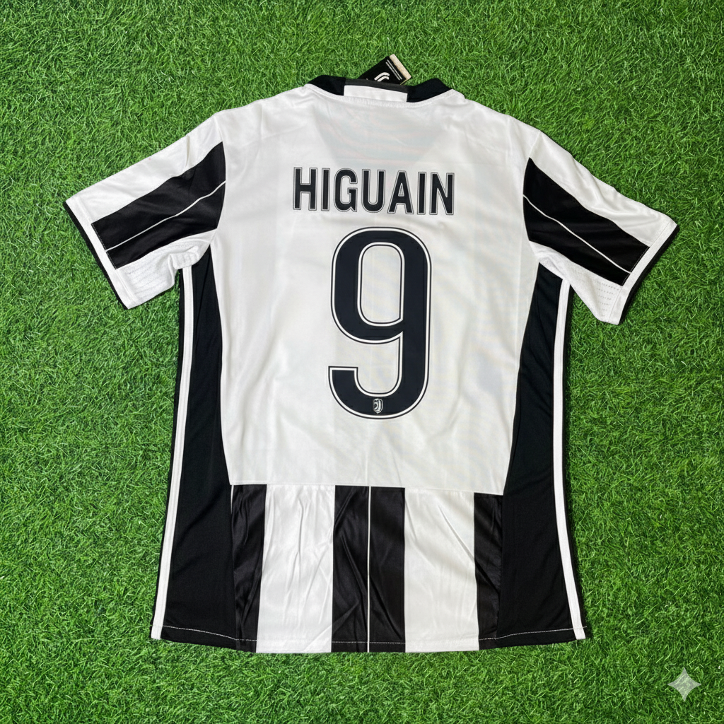 Juventus 2016/17 Home Retro Football Jersey – Gonzalo Higuain – Back View