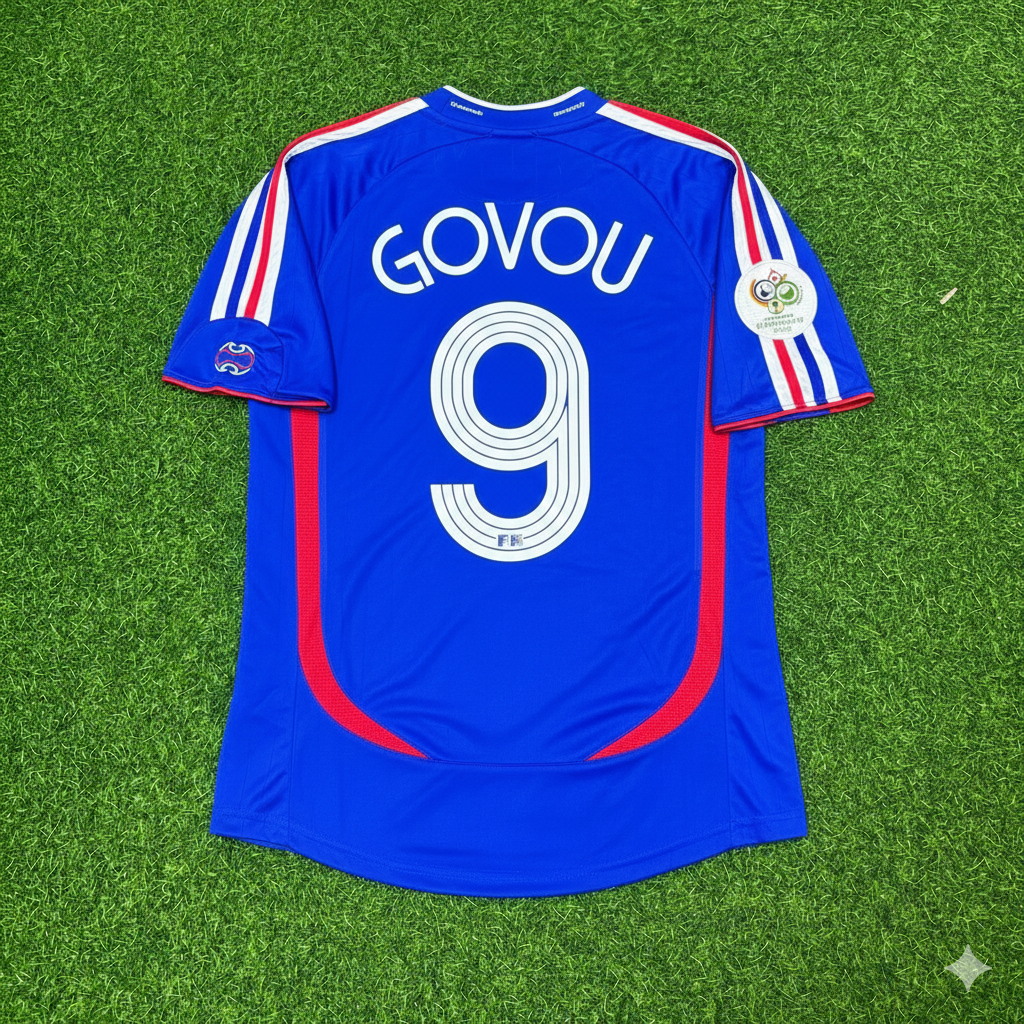 2006 France World Cup Sidney Govou Blue Retro Kit – Back View