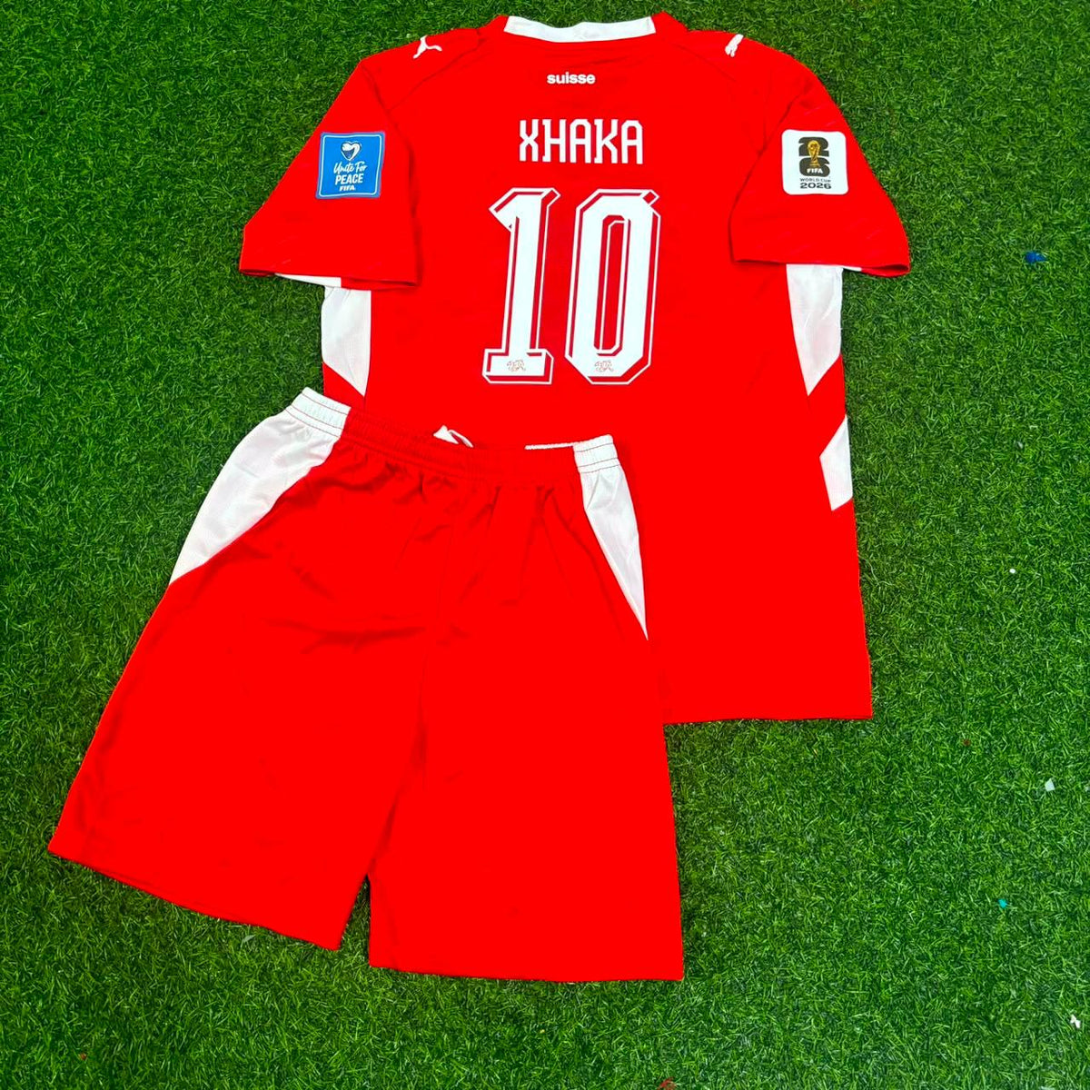 Granit Xhaka #10 Switzerland 2026 World Cup Children Jersey – Back View