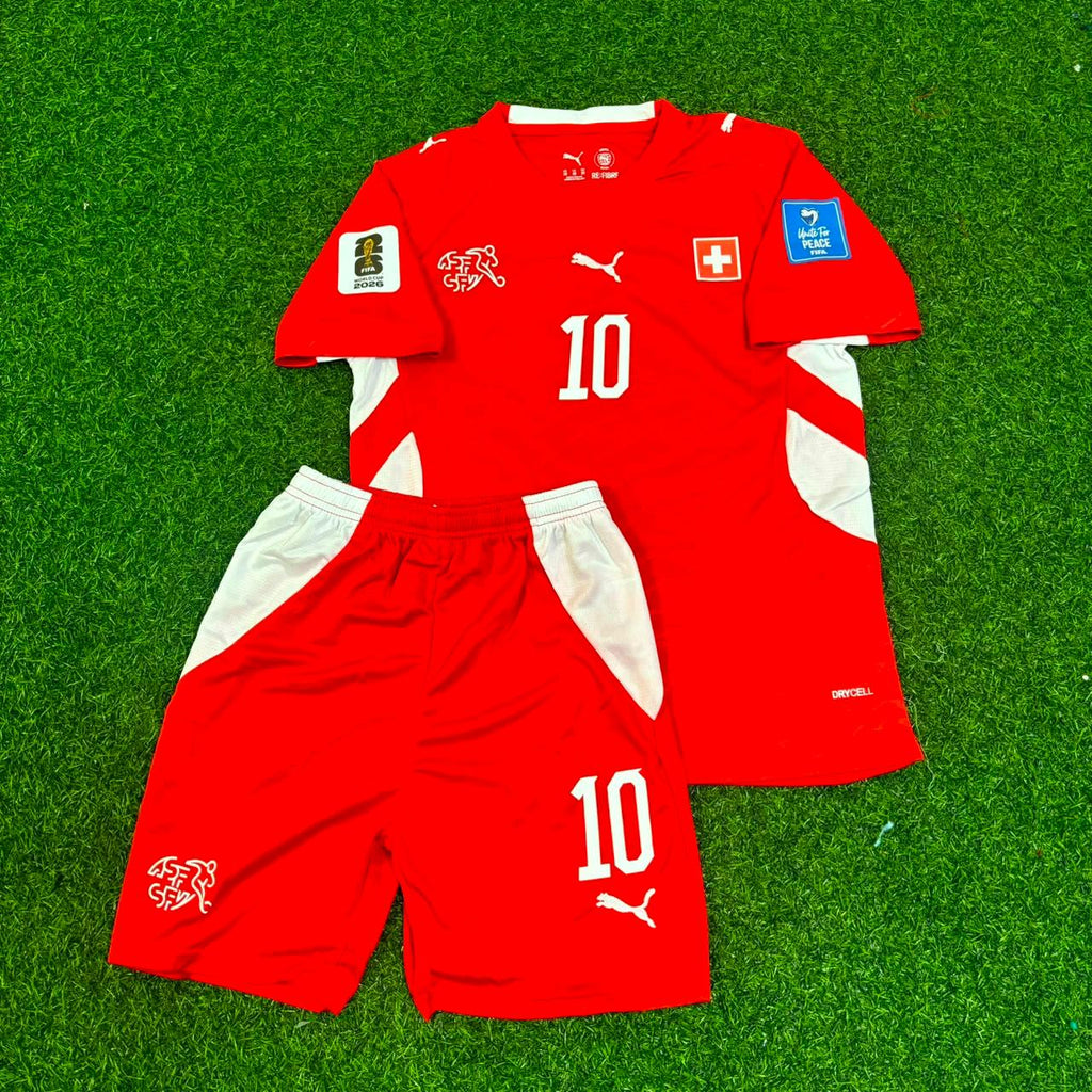 Granit Xhaka #10 Switzerland 2026 World Cup Children Jersey – Front View