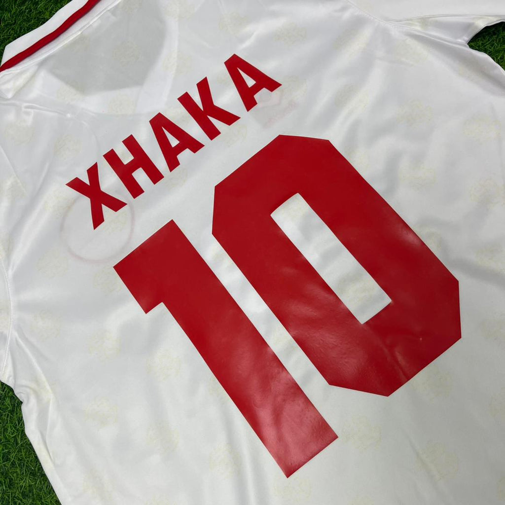 Granit Xhaka Switzerland White Retro Football Jersey – Detailed View
