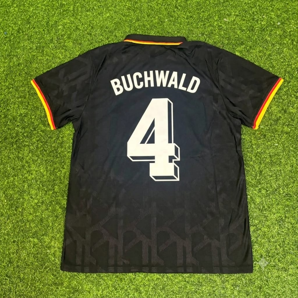 Guido Buchwald Germany Black Polo Retro Commemorative Jersey – Back View