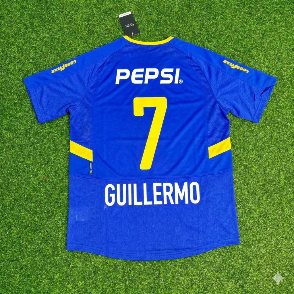2003 Guillermo Barros Schelotto Boca Juniors 2004 Retro Football Jersey – Back View