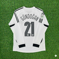 İlkay Gündoğan Germany World Cup Long Sleeve White Retro Football Jersey – Back View