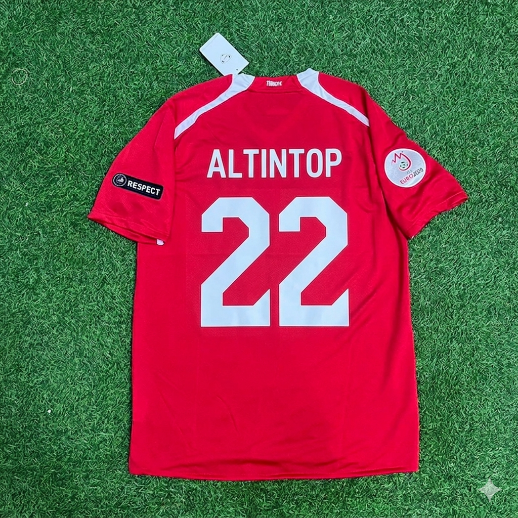 2008 Turkey Türkiye EURO Hamit Altıntop #22 Turkey Retro Football Jersey – Back View
