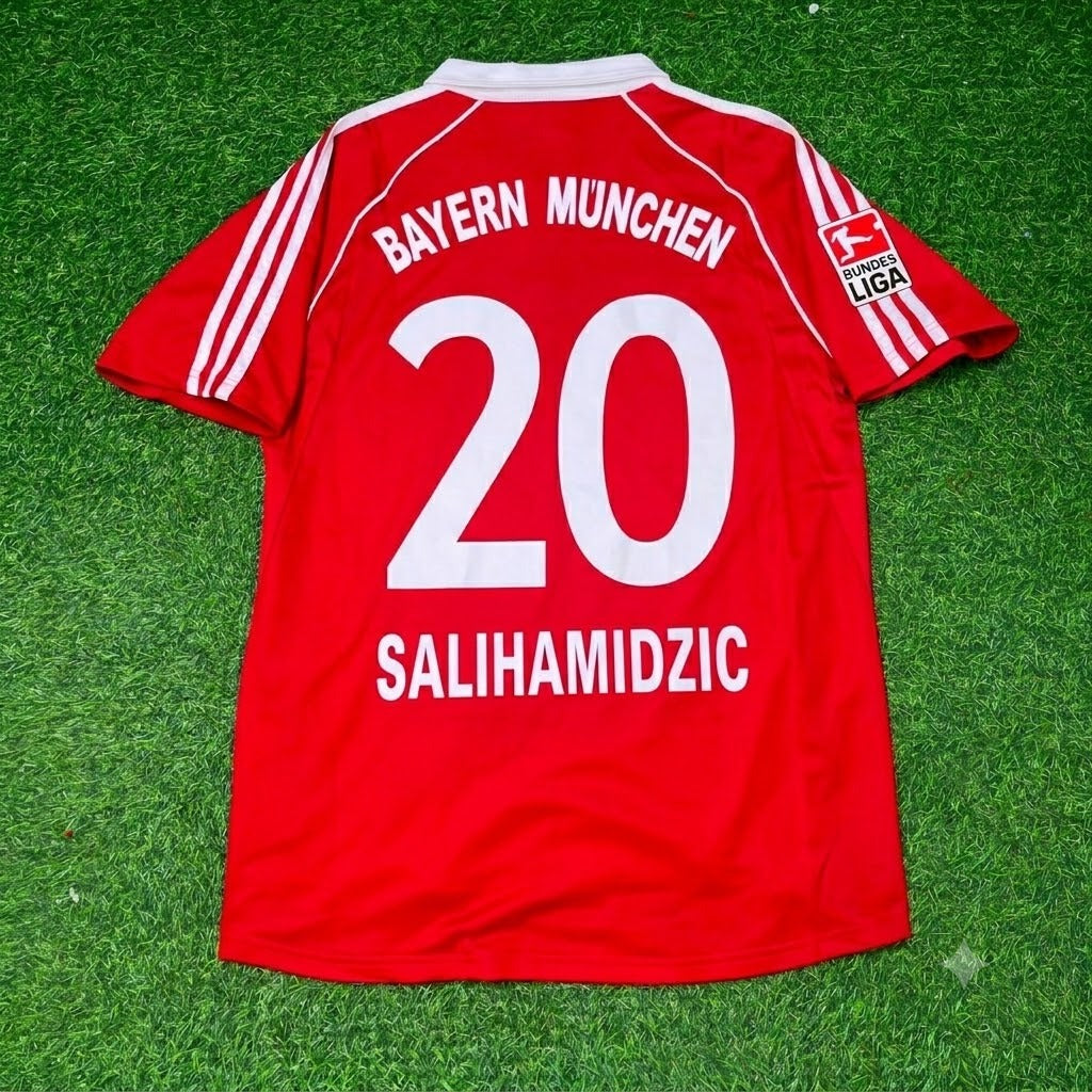Hasan Salihamidzic Bayern Munich 2005 06 Bundesliga Red Home Retro Football Jersey – Back View