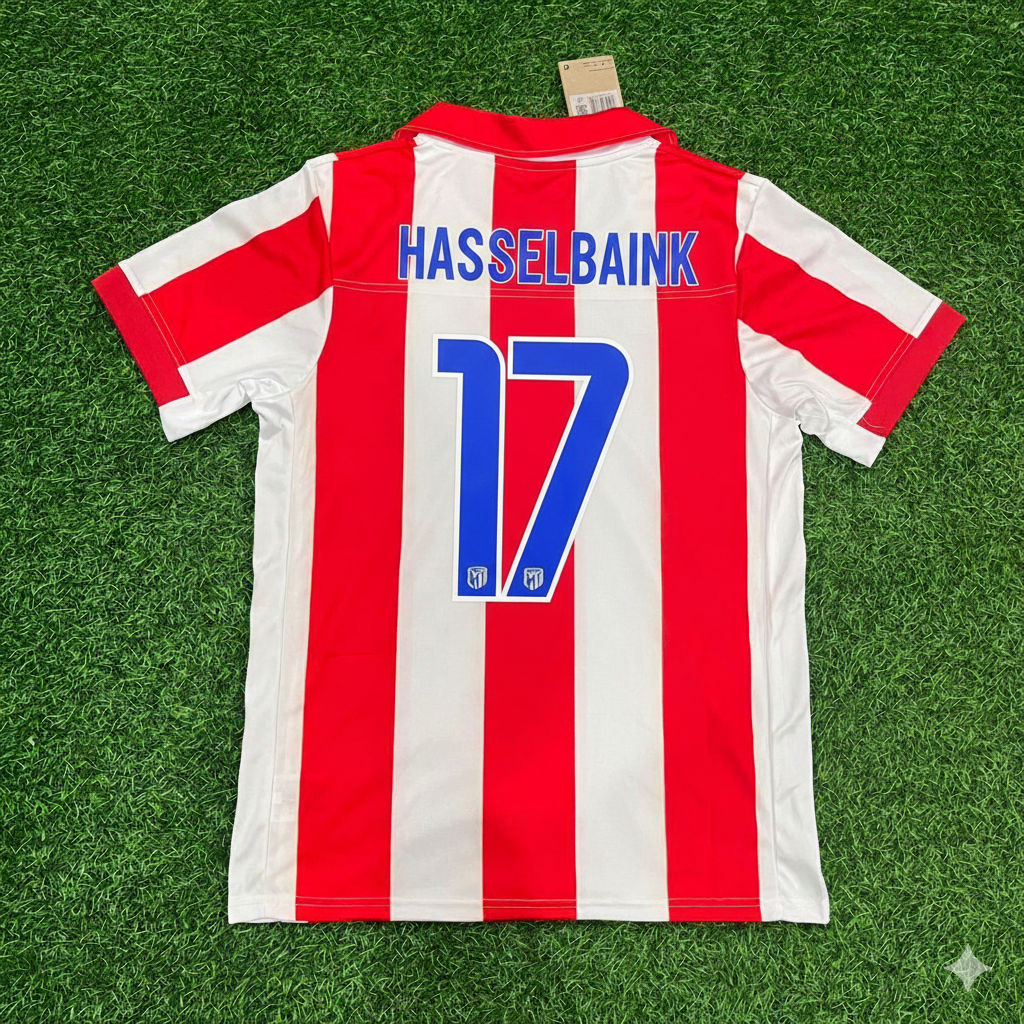 Jimmy Floyd Hasselbaink Atletico de Madrid Retro Football Jersey Shirt – Back View