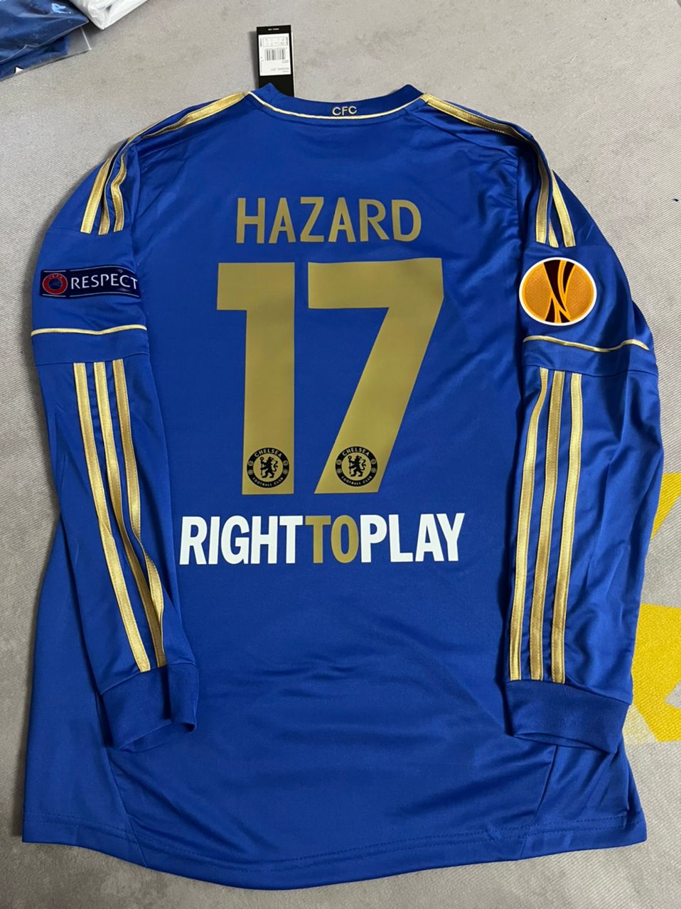 Eden Hazard Chelsea 2013 Europe League Final Amsterdam Blue Retro Football Jersey – 7