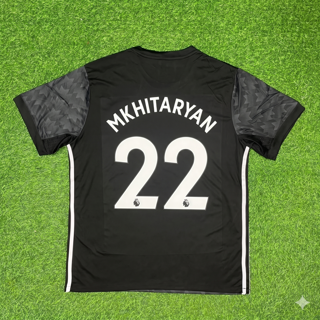 2017/18 Henrikh Mkhitaryan Manchester United Black Retro Football Jersey – Back View
