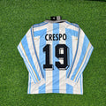 Argentina 1998 World Cup White Long Sleeve Retro Football Jersey – Hernan Crespo – Back View
