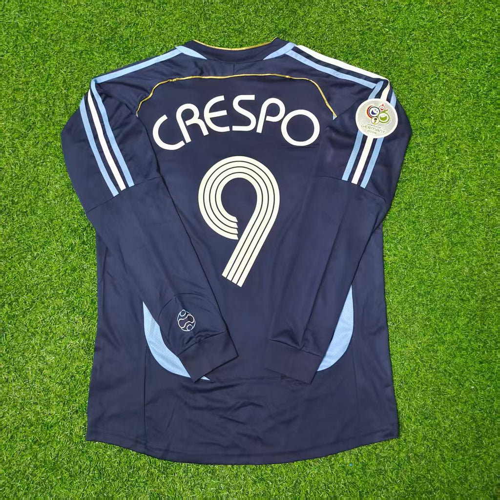 Argentina 2006 World Cup Long Sleeve Retro Football Jersey – Hernan Crespo – Back View