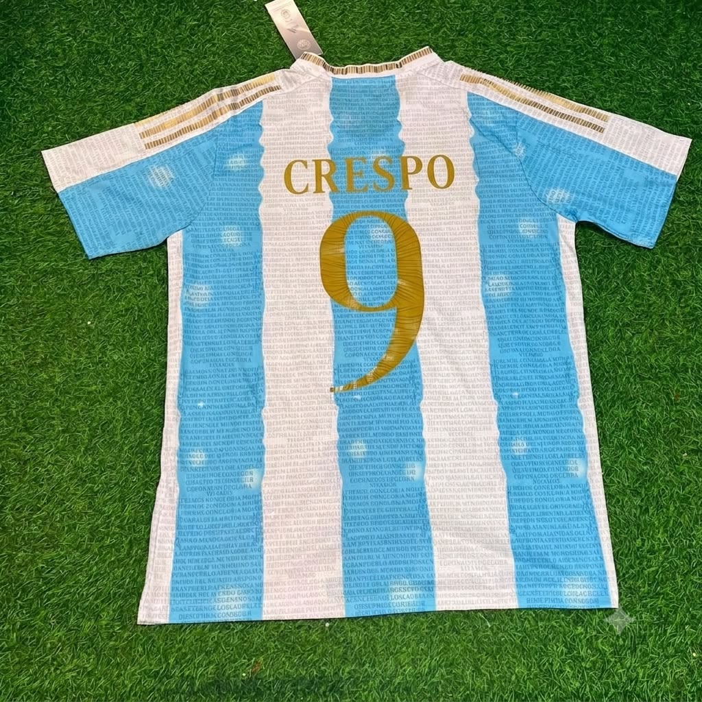 Hernan Crespo Argentina Commerative Anniversary Football Jersey – Back View