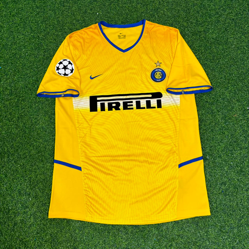 2002/03 Hernan Crespo Inter Milan Yellow Retro Football Jersey – Front View