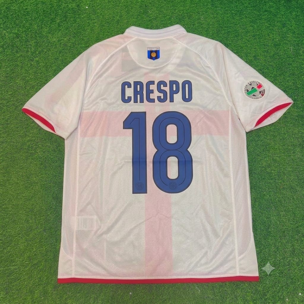 Hernan Crespo #18 Inter 2007- 2008 Season Away White Red Retro Jersey – Back View