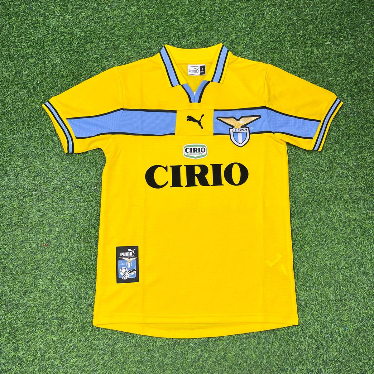 1998/00 Diego Simeone Lazio Yellow Retro Football Jersey – Front View
