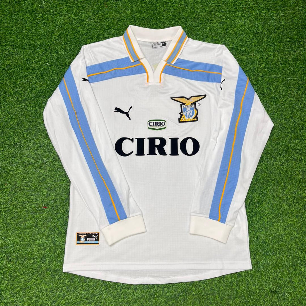 1999 Hernan Crespo Lazio 2000 White Long Sleeve Retro Football Jersey Collection – Front View