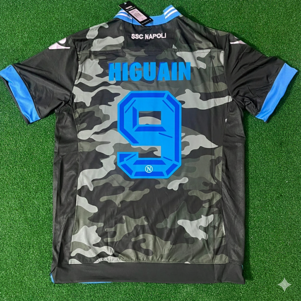 2013/14 Gonzalo Higuain 9 Napoli Retro Football Jersey – Back View