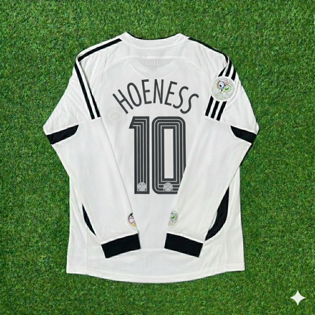 Uli Hoeneß Germany World Cup Long Sleeve White Retro Football Jersey – Back View