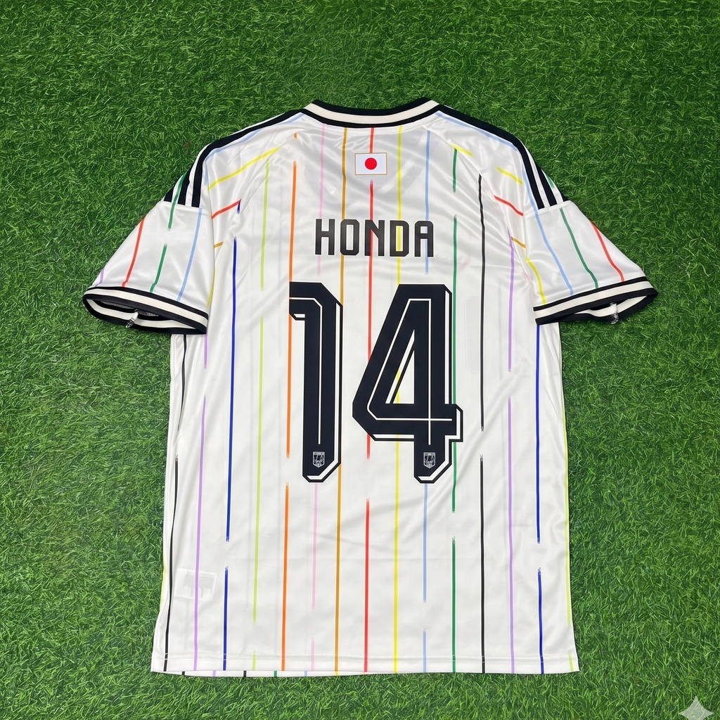 Keisuke Honda Japan Away White Football Jersey – Back View