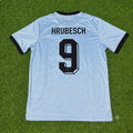 Horst Hrubesch Germany 125th Year Special Clear Blue Retro Football Jersey – Back View