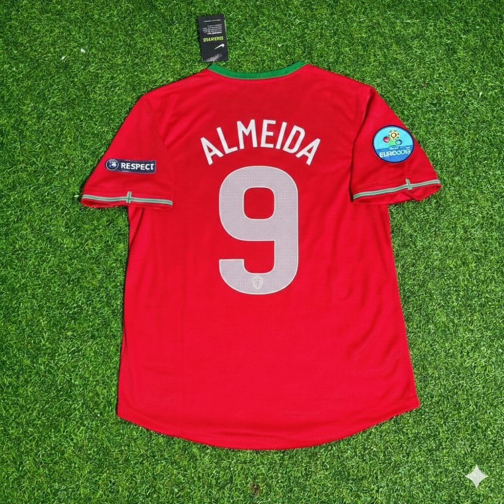 2012 Portugal EURO Hugo Almeida Red Retro Football Jersey – Back View
